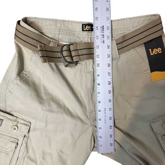 Lee Shorts Mens 32 Khaki Tan Dungarees Belted Wyoming Cargo Outdoor RN 130273 - Picture 7 of 12